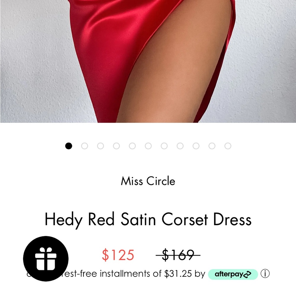 Miss Circle Red Satin off shoulder wrap Corset midi formal mini / knee Dress - Picture 6 of 6